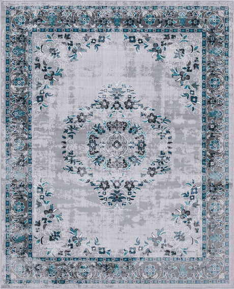 Gray 7' 10 x 10' Lucerne Rectangle Area Rug 100% Polypropylene Traditional Classic Easy Clean Carpet for Kitchens, Living Rooms, Bedroom, Office for Sale at Rug Engine