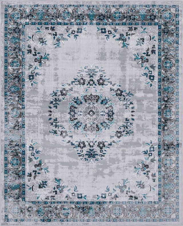 Gray 7' 10 x 10' Lucerne Rectangle Area Rug 100% Polypropylene Traditional Classic Easy Clean Carpet for Kitchens, Living Rooms, Bedroom, Office for Sale at Rug Engine