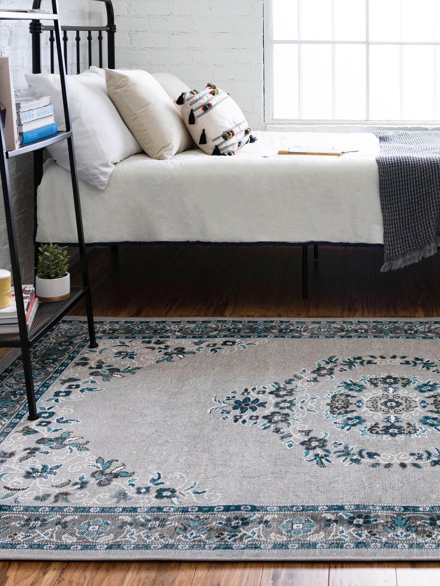 Gray 4' 1 x 6' 1 Lucerne Rectangle Area Rug 100% Polypropylene Traditional Classic Easy Clean Carpet for Kitchens, Living Rooms, Bedroom, Office for Sale at Rug Engine