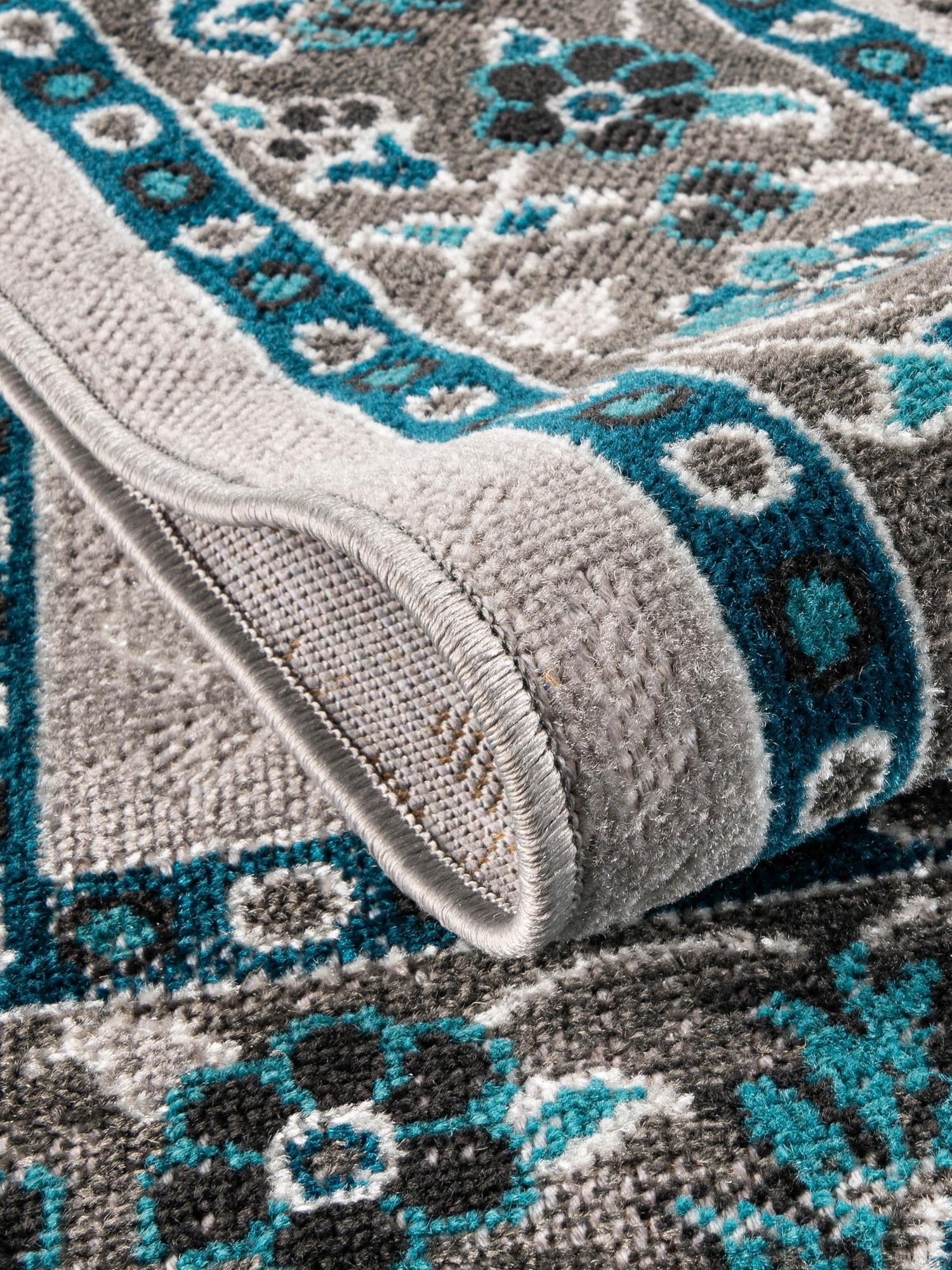 Gray 4' 1 x 6' 1 Lucerne Rectangle Area Rug 100% Polypropylene Traditional Classic Easy Clean Carpet for Kitchens, Living Rooms, Bedroom, Office for Sale at Rug Engine
