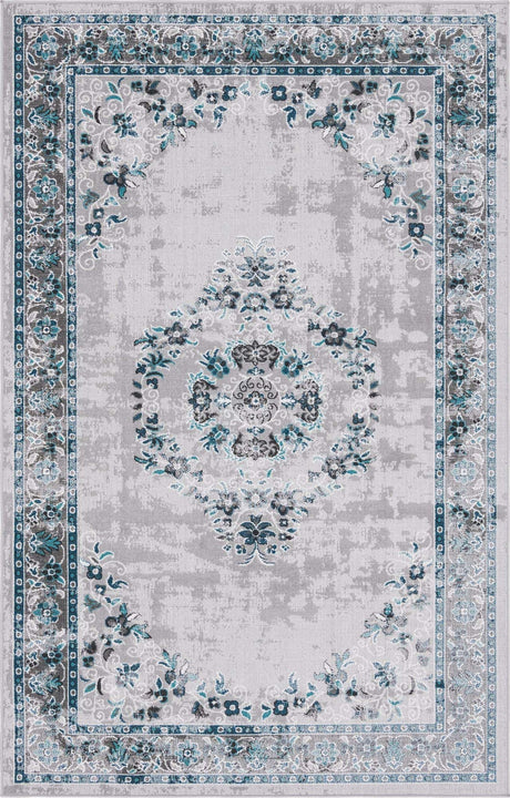 Gray 5' 3 x 8' Lucerne Rectangle Area Rug 100% Polypropylene Traditional Classic Easy Clean Carpet for Kitchens, Living Rooms, Bedroom, Office for Sale at Rug Engine