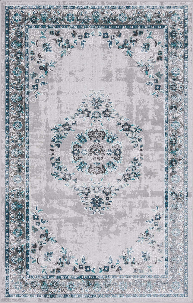 Gray 5' 3 x 8' Lucerne Rectangle Area Rug 100% Polypropylene Traditional Classic Easy Clean Carpet for Kitchens, Living Rooms, Bedroom, Office for Sale at Rug Engine