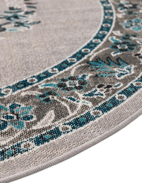 Gray 5' 3 x 5' 3 Lucerne Round Area Rug 100% Polypropylene Traditional Classic Easy Clean Carpet for Kitchens, Living Rooms, Bedroom, Office for Sale at Rug Engine