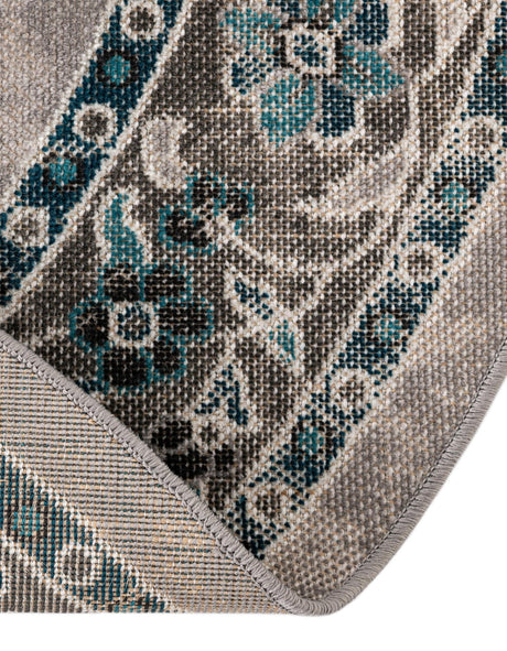 Gray 5' 3 x 5' 3 Lucerne Round Area Rug 100% Polypropylene Traditional Classic Easy Clean Carpet for Kitchens, Living Rooms, Bedroom, Office for Sale at Rug Engine