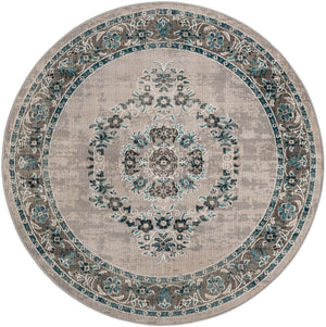 Gray 5' 3 x 5' 3 Lucerne Round Area Rug 100% Polypropylene Traditional Classic Easy Clean Carpet for Kitchens, Living Rooms, Bedroom, Office for Sale at Rug Engine