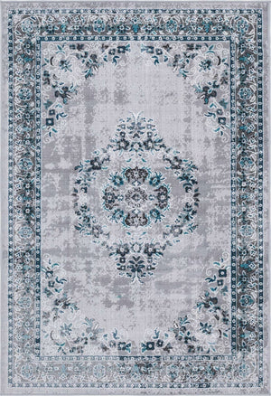 Gray 4' 1 x 6' 1 Lucerne Rectangle Area Rug 100% Polypropylene Traditional Classic Easy Clean Carpet for Kitchens, Living Rooms, Bedroom, Office for Sale at Rug Engine