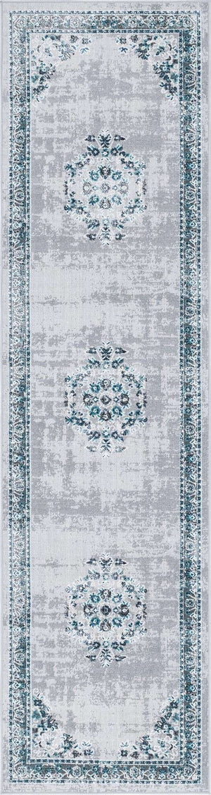 Gray 2' 7 x 10' Lucerne Runner Area Rug 100% Polypropylene Traditional Classic Easy Clean Carpet for Kitchens, Living Rooms, Bedroom, Office for Sale at Rug Engine