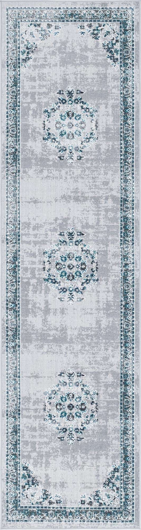 Gray 2' 7 x 10' Lucerne Runner Area Rug 100% Polypropylene Traditional Classic Easy Clean Carpet for Kitchens, Living Rooms, Bedroom, Office for Sale at Rug Engine