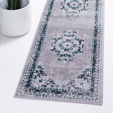 Gray 2' 7 x 10' Lucerne Runner Area Rug 100% Polypropylene Traditional Classic Easy Clean Carpet for Kitchens, Living Rooms, Bedroom, Office for Sale at Rug Engine