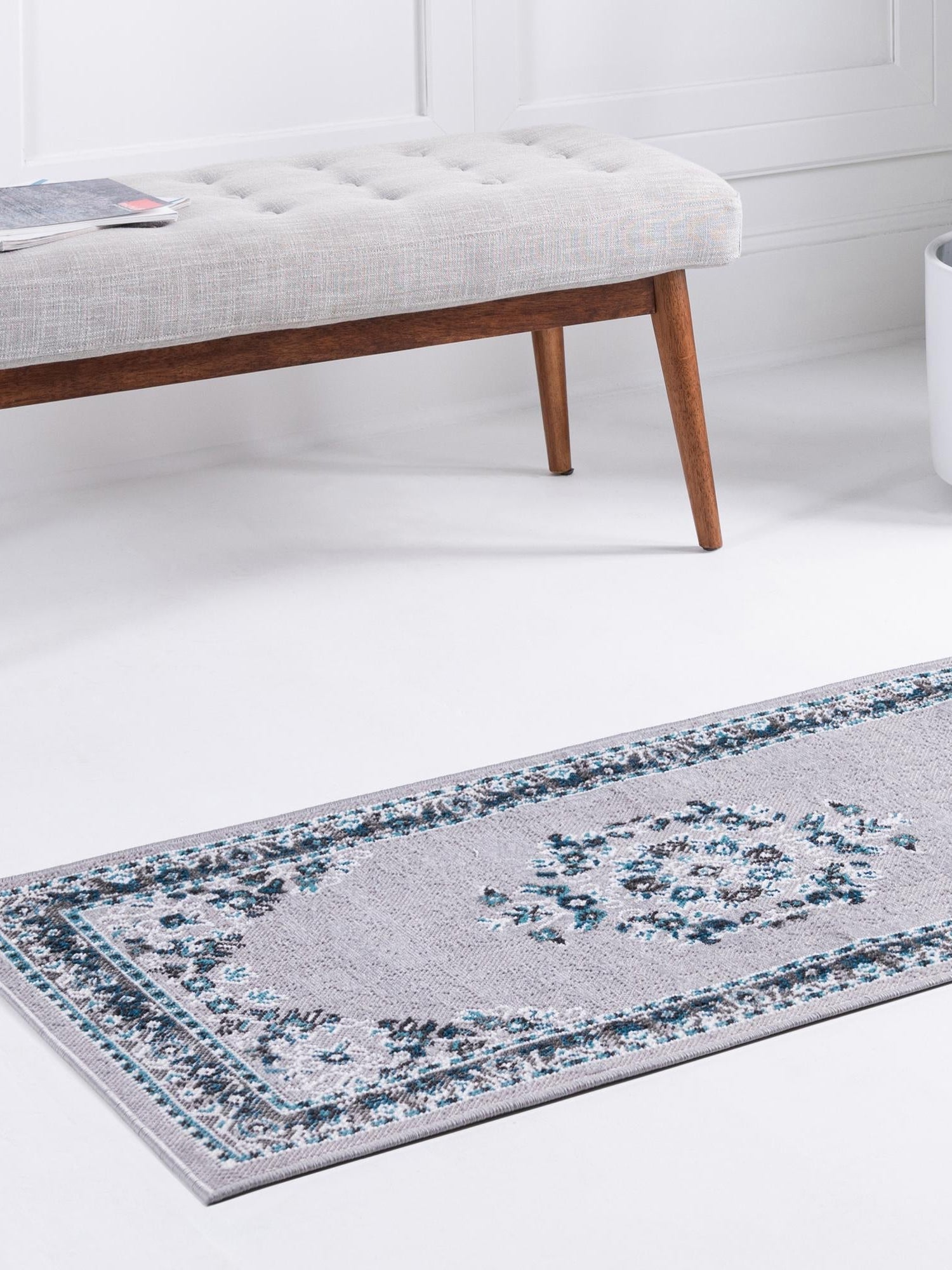 Gray 2' 7 x 10' Lucerne Runner Area Rug 100% Polypropylene Traditional Classic Easy Clean Carpet for Kitchens, Living Rooms, Bedroom, Office for Sale at Rug Engine
