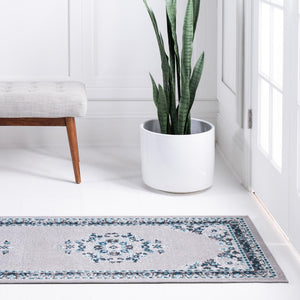 Gray 2' x 6' 1 Lucerne Runner Area Rug 100% Polypropylene Traditional Classic Easy Clean Carpet for Kitchens, Living Rooms, Bedroom, Office for Sale at Rug Engine