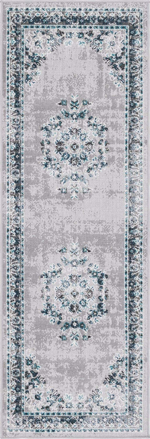 Gray 2' x 6' 1 Lucerne Runner Area Rug 100% Polypropylene Traditional Classic Easy Clean Carpet for Kitchens, Living Rooms, Bedroom, Office for Sale at Rug Engine
