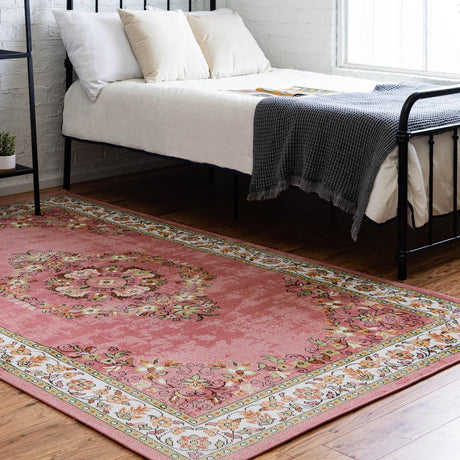 Rose 7' 10 x 10' Lucerne Rectangle Area Rug 100% Polypropylene Traditional Classic Easy Clean Carpet for Kitchens, Living Rooms, Bedroom, Office for Sale at Rug Engine