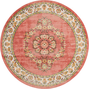 Rose 5' 3 x 5' 3 Lucerne Round Area Rug 100% Polypropylene Traditional Classic Easy Clean Carpet for Kitchens, Living Rooms, Bedroom, Office for Sale at Rug Engine