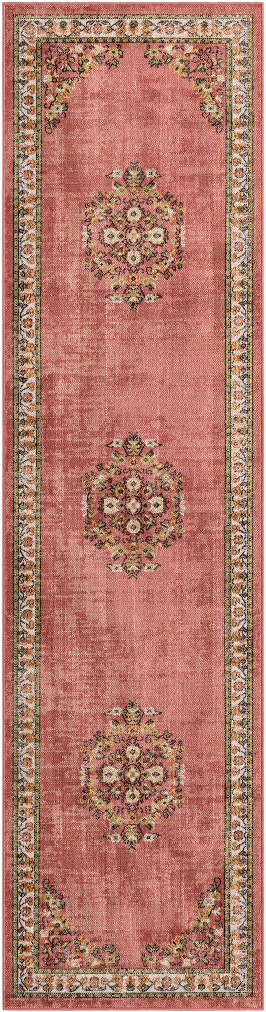 Rose 2' 7 x 10' Lucerne Runner Area Rug 100% Polypropylene Traditional Classic Easy Clean Carpet for Kitchens, Living Rooms, Bedroom, Office for Sale at Rug Engine