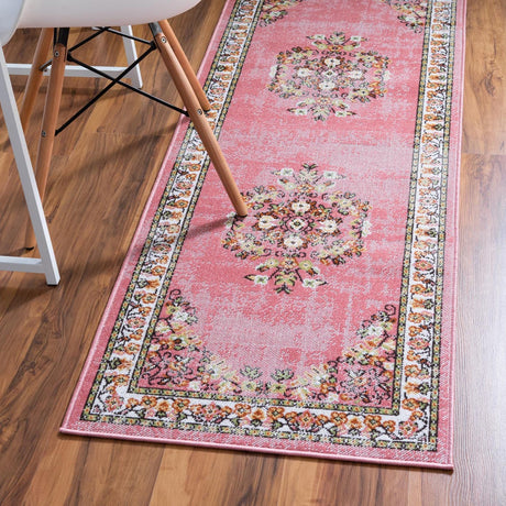 Rose 2' x 6' 1 Lucerne Runner Area Rug 100% Polypropylene Traditional Classic Easy Clean Carpet for Kitchens, Living Rooms, Bedroom, Office for Sale at Rug Engine
