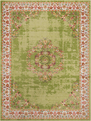Green 9' x 12' Lucerne Rectangle Area Rug 100% Polypropylene Traditional Classic Easy Clean Carpet for Kitchens, Living Rooms, Bedroom, Office for Sale at Rug Engine