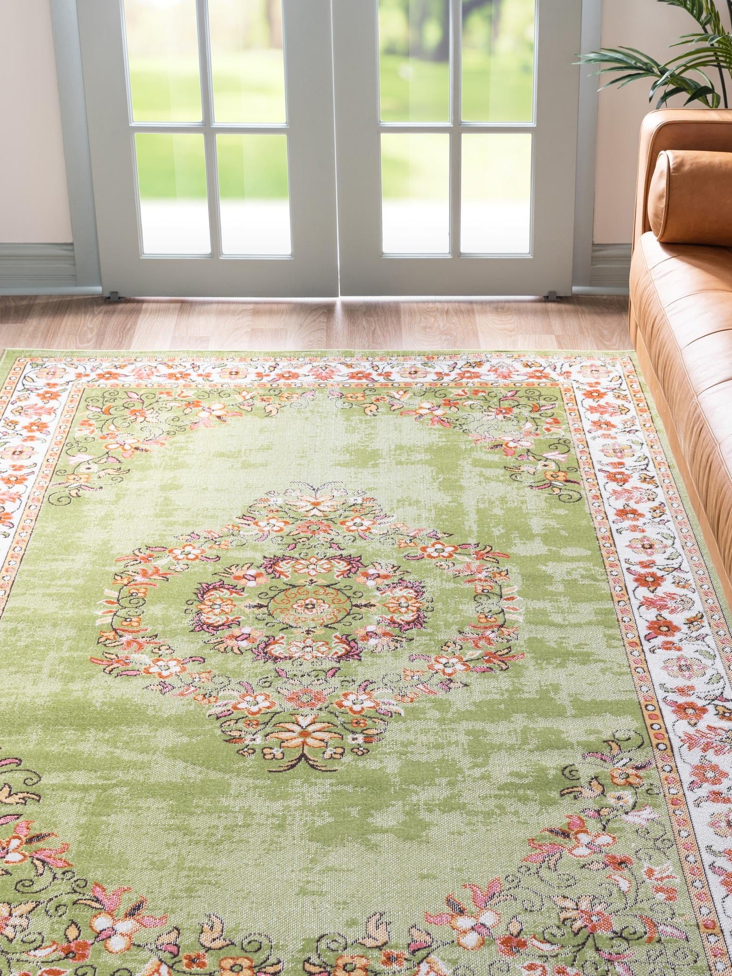 Green 3' 3 x 5' 3 Lucerne Rectangle Area Rug 100% Polypropylene Traditional Classic Easy Clean Carpet for Kitchens, Living Rooms, Bedroom, Office for Sale at Rug Engine