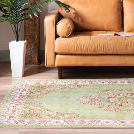 Green 7' 10 x 10' Lucerne Rectangle Area Rug 100% Polypropylene Traditional Classic Easy Clean Carpet for Kitchens, Living Rooms, Bedroom, Office for Sale at Rug Engine