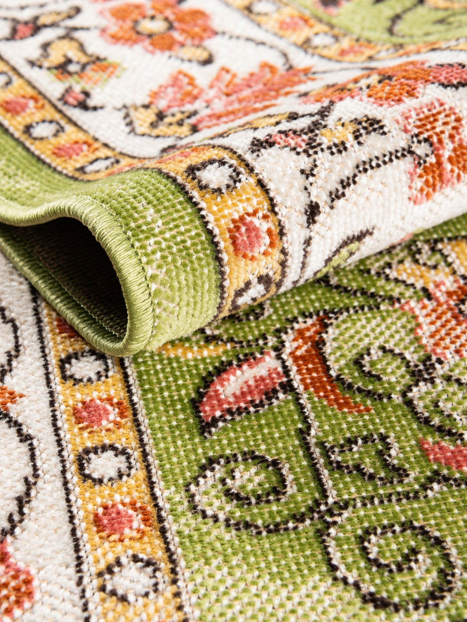 Green 7' 1 x 10' Lucerne Rectangle Area Rug 100% Polypropylene Traditional Classic Easy Clean Carpet for Kitchens, Living Rooms, Bedroom, Office for Sale at Rug Engine