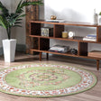 Green 5' 3 x 5' 3 Lucerne Round Area Rug 100% Polypropylene Traditional Classic Easy Clean Carpet for Kitchens, Living Rooms, Bedroom, Office for Sale at Rug Engine
