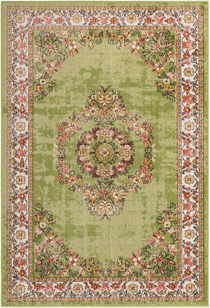 Green 4' 1 x 6' 1 Lucerne Rectangle Area Rug 100% Polypropylene Traditional Classic Easy Clean Carpet for Kitchens, Living Rooms, Bedroom, Office for Sale at Rug Engine
