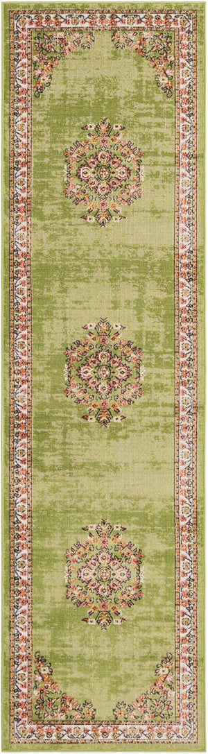 Green 2' 7 x 10' Lucerne Runner Area Rug 100% Polypropylene Traditional Classic Easy Clean Carpet for Kitchens, Living Rooms, Bedroom, Office for Sale at Rug Engine