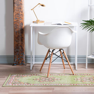 Green 2' x 4' 1 Lucerne Runner Area Rug 100% Polypropylene Traditional Classic Easy Clean Carpet for Kitchens, Living Rooms, Bedroom, Office for Sale at Rug Engine