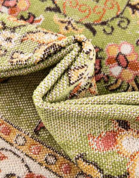 Green 2' x 7' 1 Lucerne Runner Area Rug 100% Polypropylene Traditional Classic Easy Clean Carpet for Kitchens, Living Rooms, Bedroom, Office for Sale at Rug Engine