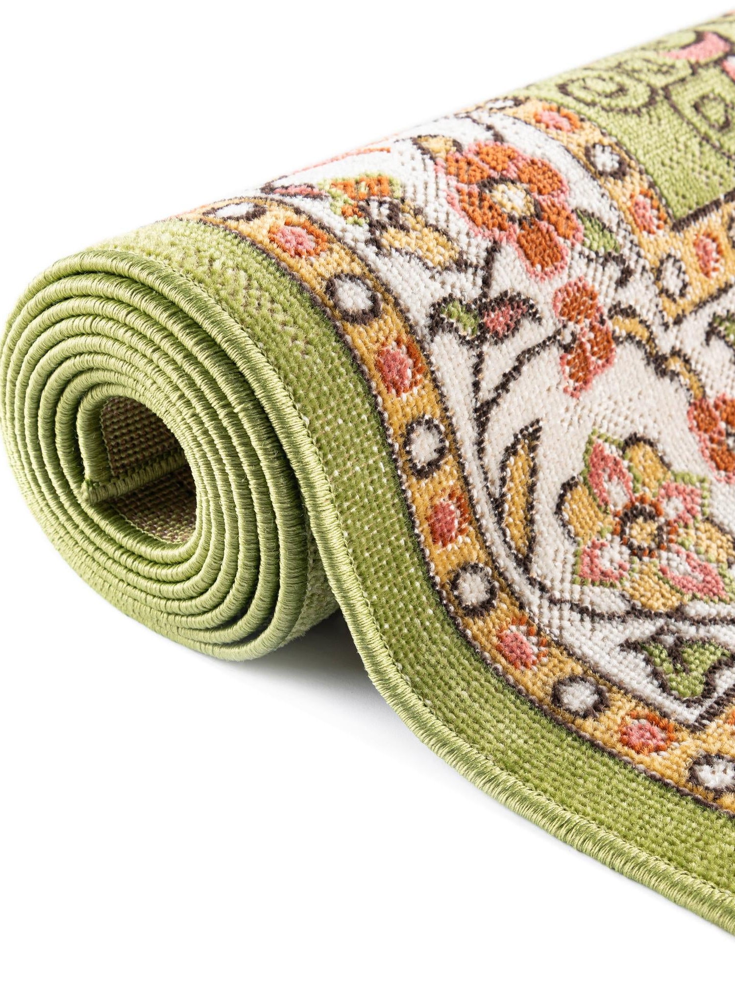 Green 2' x 6' 1 Lucerne Runner Area Rug 100% Polypropylene Traditional Classic Easy Clean Carpet for Kitchens, Living Rooms, Bedroom, Office for Sale at Rug Engine