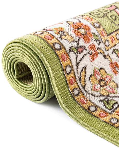 Green 2' x 8' Lucerne Runner Area Rug 100% Polypropylene Traditional Classic Easy Clean Carpet for Kitchens, Living Rooms, Bedroom, Office for Sale at Rug Engine
