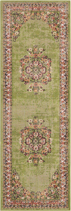 Green 2' x 6' 1 Lucerne Runner Area Rug 100% Polypropylene Traditional Classic Easy Clean Carpet for Kitchens, Living Rooms, Bedroom, Office for Sale at Rug Engine