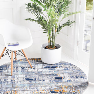 Dark Gray 3' 7 x 3' 7 Malibu Round Area Rug 70% Polypropylene & 30% Polyester Colorful Modern Carpet for Living, Dining, Office, Bedrooms for Sale at Rug Engine