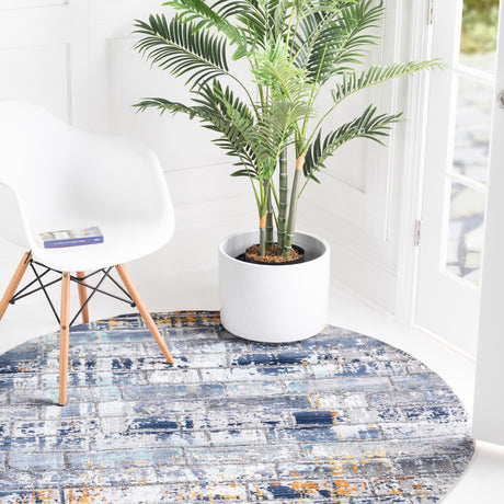 Dark Gray 5' 2 x 5' 2 Malibu Round Area Rug 70% Polypropylene & 30% Polyester Colorful Modern Carpet for Living, Dining, Office, Bedrooms for Sale at Rug Engine