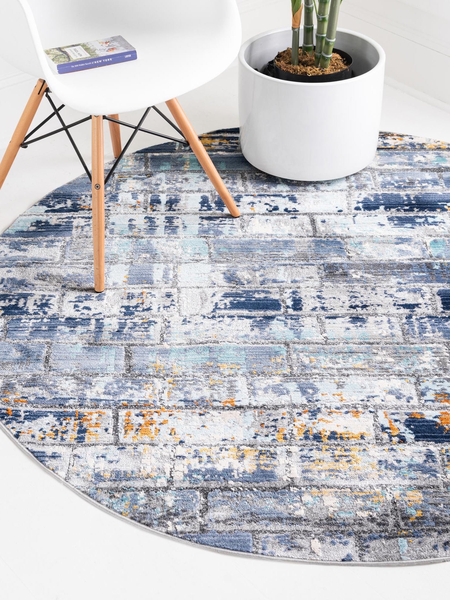 Dark Gray 5' 2 x 5' 2 Malibu Round Area Rug 70% Polypropylene & 30% Polyester Colorful Modern Carpet for Living, Dining, Office, Bedrooms for Sale at Rug Engine