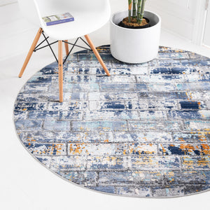 Dark Gray 5' 2 x 5' 2 Malibu Round Area Rug 70% Polypropylene & 30% Polyester Colorful Modern Carpet for Living, Dining, Office, Bedrooms for Sale at Rug Engine