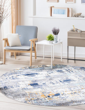 Dark Gray 5' 2 x 5' 2 Malibu Round Area Rug 70% Polypropylene & 30% Polyester Colorful Modern Carpet for Living, Dining, Office, Bedrooms for Sale at Rug Engine