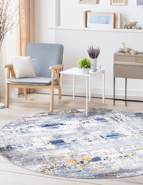 Dark Gray 5' 2 x 5' 2 Malibu Round Area Rug 70% Polypropylene & 30% Polyester Colorful Modern Carpet for Living, Dining, Office, Bedrooms for Sale at Rug Engine