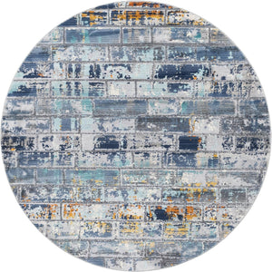 Dark Gray 5' 2 x 5' 2 Malibu Round Area Rug 70% Polypropylene & 30% Polyester Colorful Modern Carpet for Living, Dining, Office, Bedrooms for Sale at Rug Engine