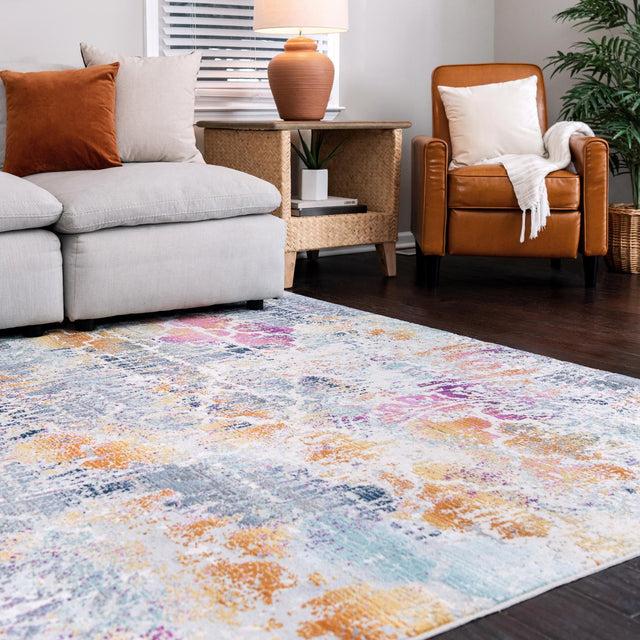Multicolor 9' x 12' Malibu Rectangle Area Rug 70% Polypropylene & 30% Polyester Colorful Modern Carpet for Living, Dining, Office, Bedrooms for Sale at Rug Engine