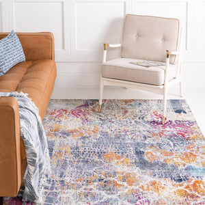 Multicolor 8' x 9' 10 Malibu Rectangle Area Rug 70% Polypropylene & 30% Polyester Colorful Modern Carpet for Living, Dining, Office, Bedrooms for Sale at Rug Engine