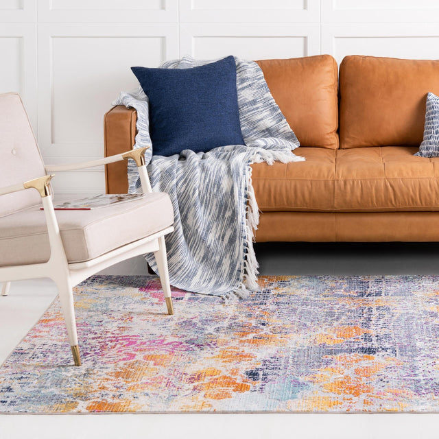 Multicolor 9' x 12' Malibu Rectangle Area Rug 70% Polypropylene & 30% Polyester Colorful Modern Carpet for Living, Dining, Office, Bedrooms for Sale at Rug Engine
