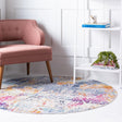 Multicolor 3' 7 x 3' 7 Malibu Round Area Rug 70% Polypropylene & 30% Polyester Colorful Modern Carpet for Living, Dining, Office, Bedrooms for Sale at Rug Engine