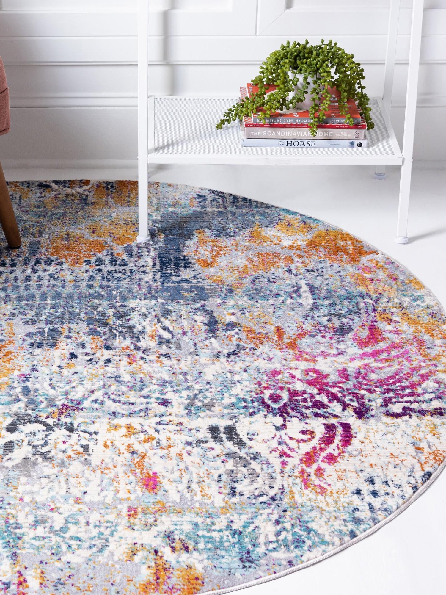 Multicolor 5' 2 x 5' 2 Malibu Round Area Rug 70% Polypropylene & 30% Polyester Colorful Modern Carpet for Living, Dining, Office, Bedrooms for Sale at Rug Engine
