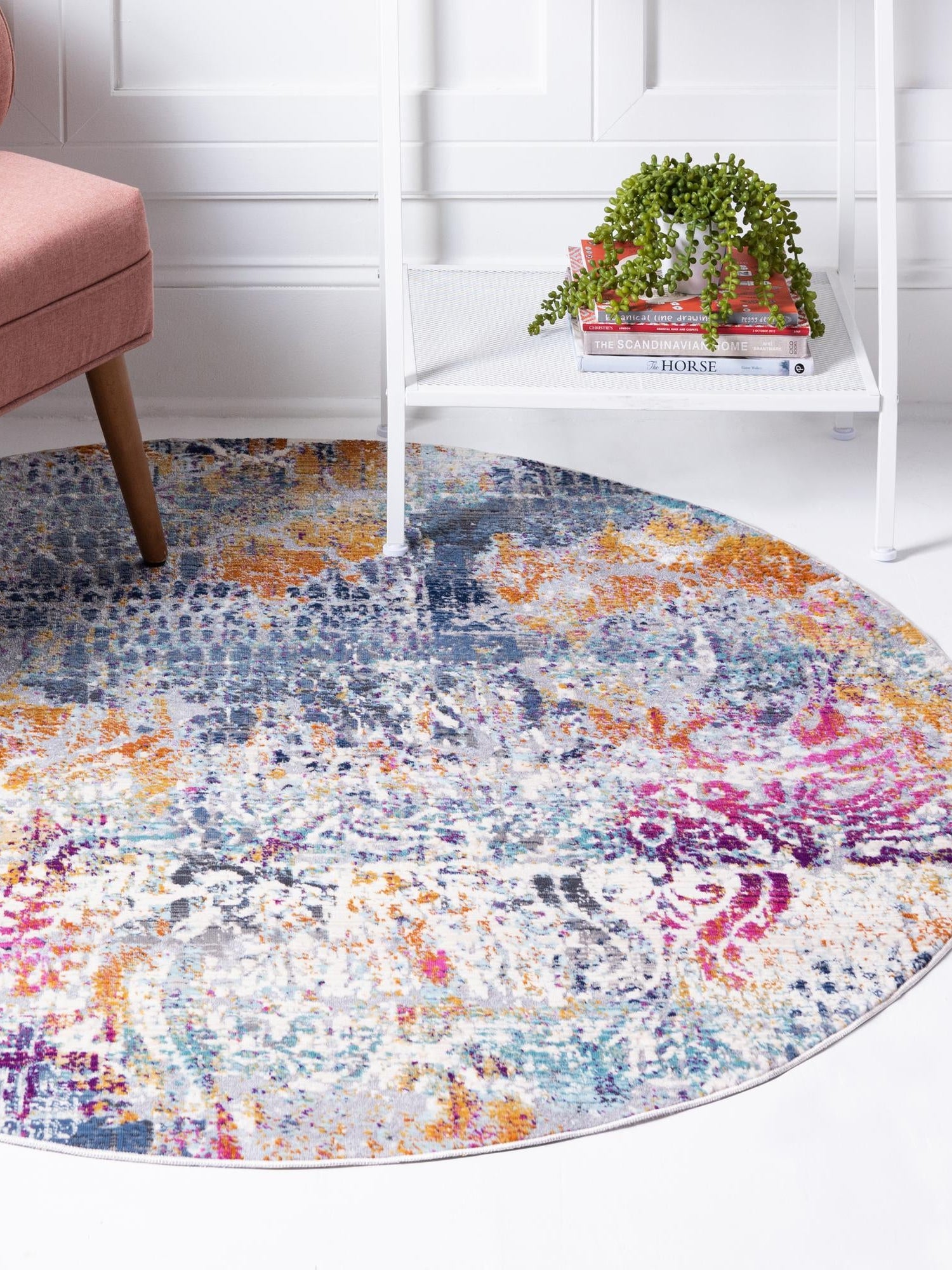 Multicolor 5' 2 x 5' 2 Malibu Round Area Rug 70% Polypropylene & 30% Polyester Colorful Modern Carpet for Living, Dining, Office, Bedrooms for Sale at Rug Engine