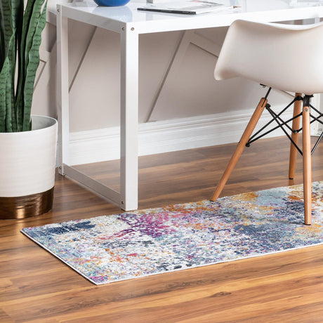Multicolor 2' 7 x 9' 10 Malibu Runner Area Rug 70% Polypropylene & 30% Polyester Colorful Modern Carpet for Living, Dining, Office, Bedrooms for Sale at Rug Engine