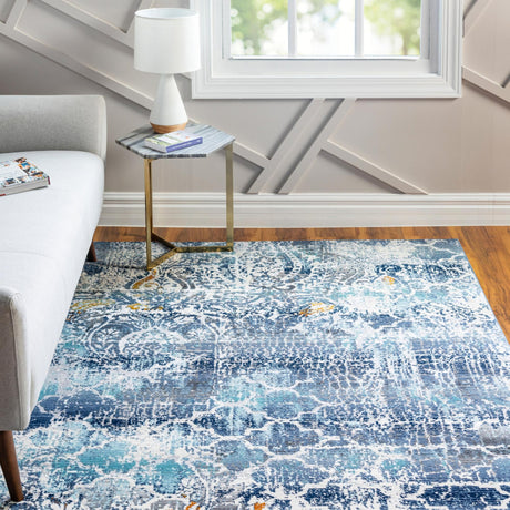 Blue 3' 7 x 5' 3 Malibu Rectangle Area Rug 70% Polypropylene & 30% Polyester Colorful Modern Carpet for Living, Dining, Office, Bedrooms for Sale at Rug Engine