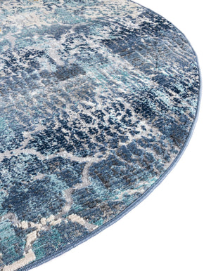 Blue 5' 2 x 5' 2 Malibu Round Area Rug 70% Polypropylene & 30% Polyester Colorful Modern Carpet for Living, Dining, Office, Bedrooms for Sale at Rug Engine