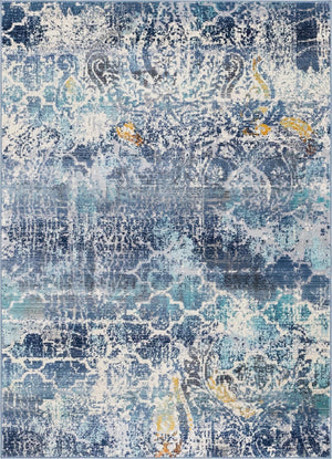 Blue 4' 1 x 5' 11 Malibu Rectangle Area Rug 70% Polypropylene & 30% Polyester Colorful Modern Carpet for Living, Dining, Office, Bedrooms for Sale at Rug Engine