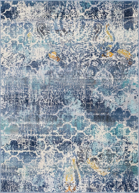 Blue 4' 1 x 5' 11 Malibu Rectangle Area Rug 70% Polypropylene & 30% Polyester Colorful Modern Carpet for Living, Dining, Office, Bedrooms for Sale at Rug Engine